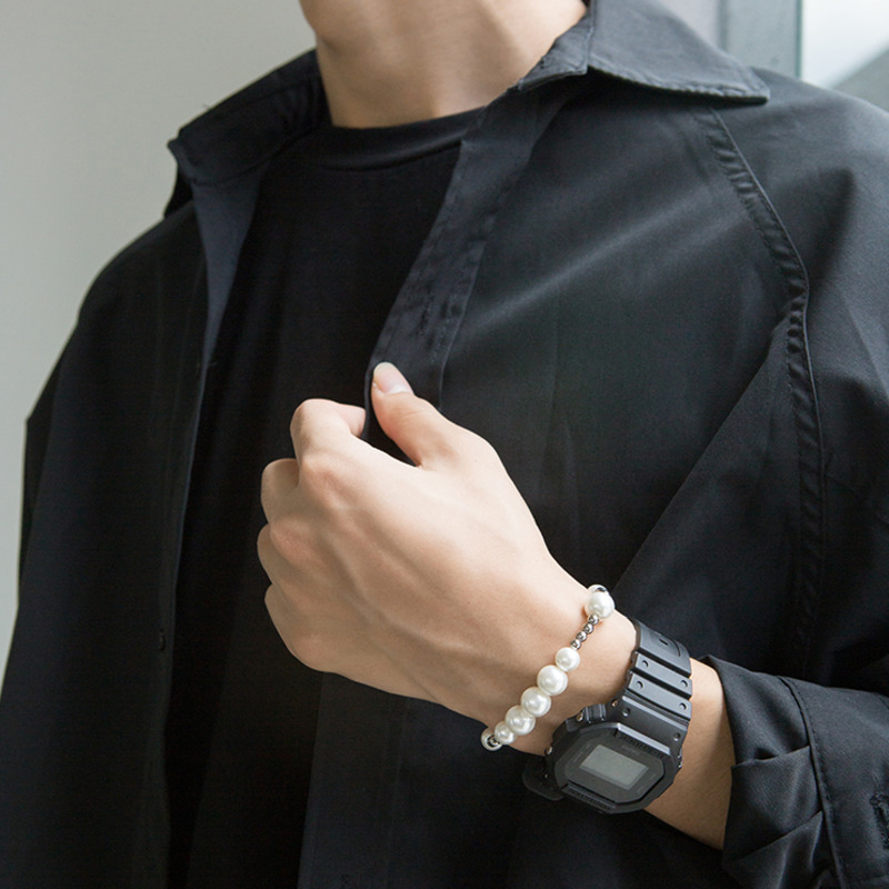 Vòng Tay Đính Hạt Giả Ngọc Trai Phong Cách Hip Hop