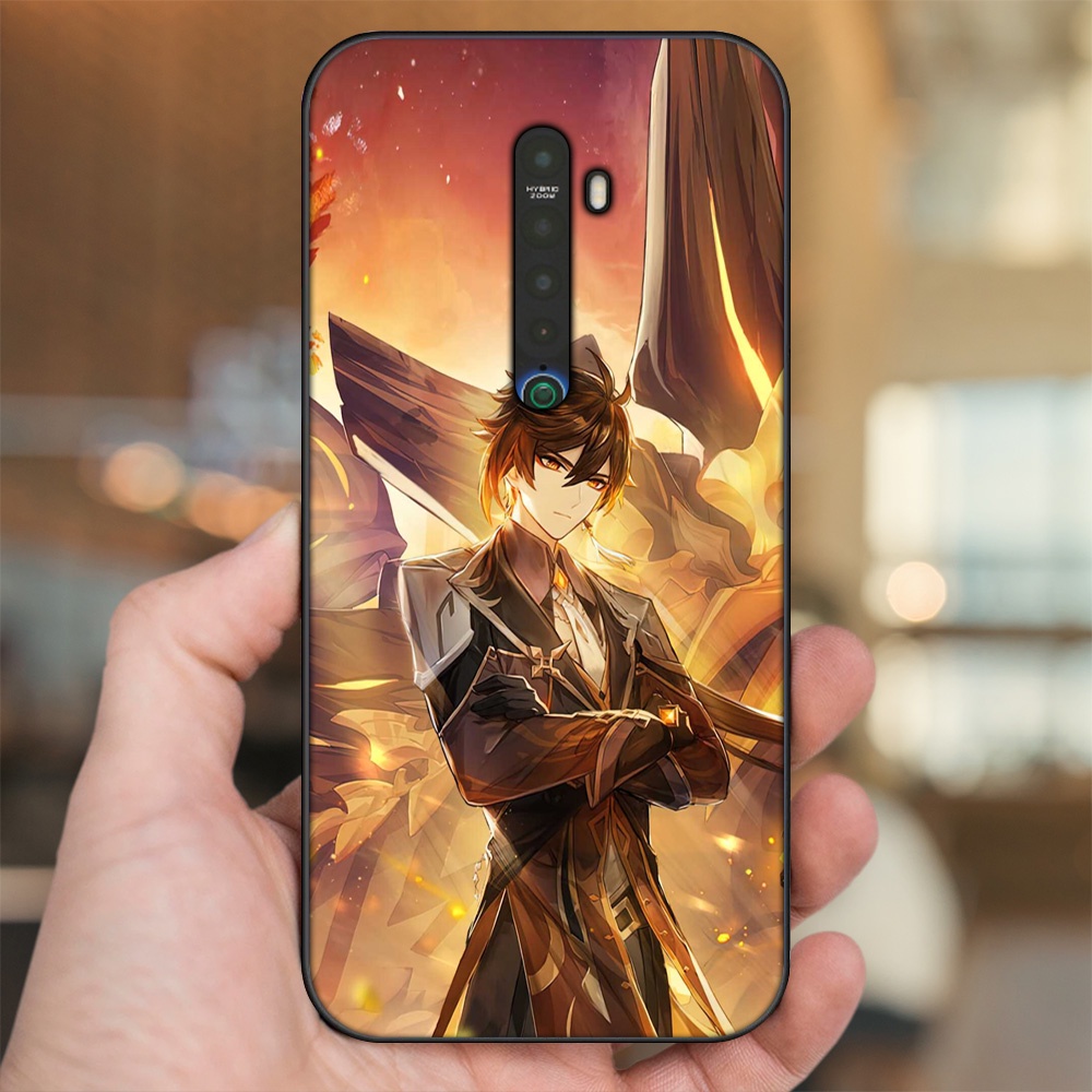 Ốp lưng Oppo Reno 2 viền đen in hình Zhongli Genshin Impact