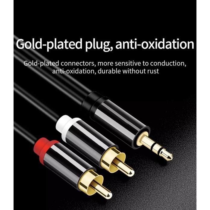 Cáp Âm Thanh 3.5 to 2 RCA - Jack Chuyển Đổi 3.5mm Sang RCA - HiFi Stereo AUX RCA for Amplifier
