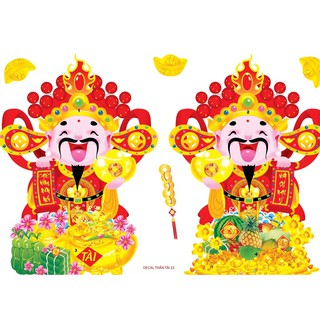 Decal trang trí tết ÔNG THẦN TÀI MẪU 23 (kèm họa tiết nổi)