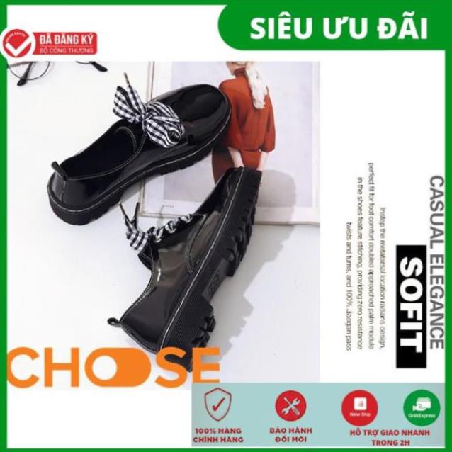 Giày Nữ Mọi Kiểu OXFORD Choose Dây Vải Caro Hoặc Đen Gót Cao 3 Phân G2311 VFX