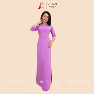 Áo dài Thúy Kiều áo dài trơn lụa Nhật màu tím cà K5