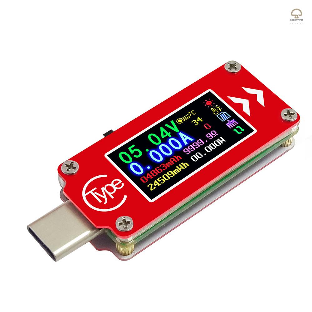 Usb Đo Vôn Kế / Ampe Kế TC64 Type-C Có Màn Hình LCD Màu Sắc