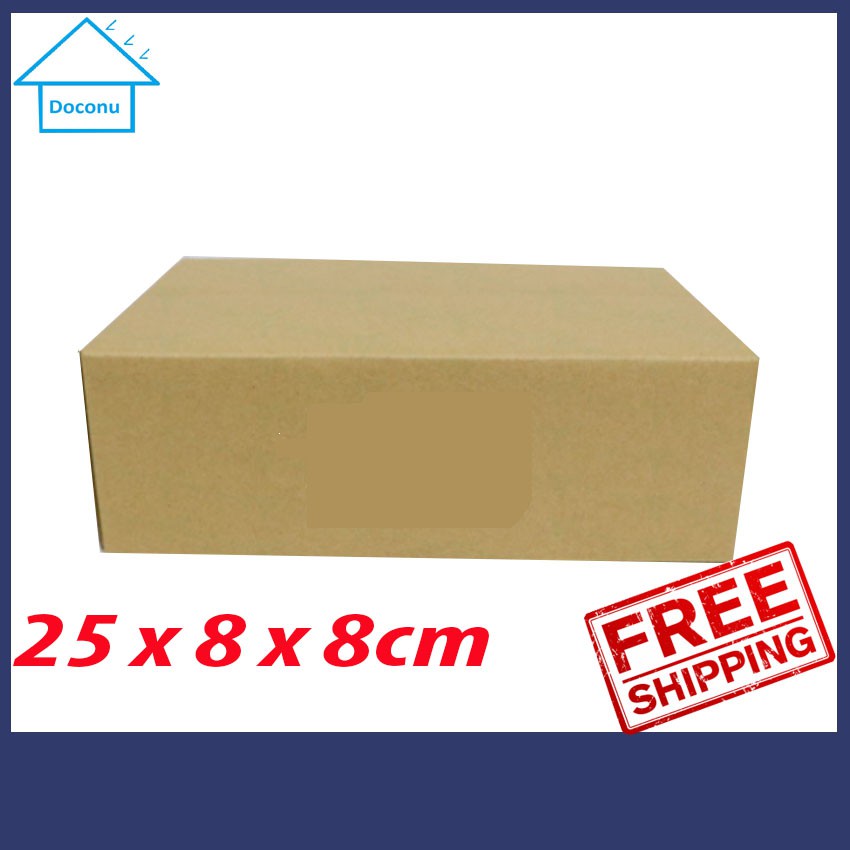 Hộp carton 25 x 8 x 8cm DOCONU. Thùng gói hàng cỡ nhỏ