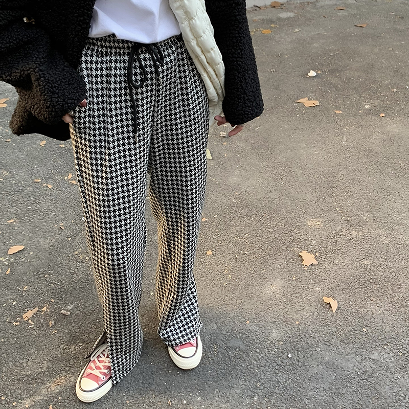 Quần Ống Rộng Xiaozhainv Họa Tiết Houndstooth Phong Cách Hàn Quốc Dễ Phối Đồ | BigBuy360 - bigbuy360.vn