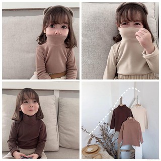 Áo Len Cổ Lọ Dài Tay Phong Cách Hàn Quốc Dành Cho Bé Gái 2-7 Tuổi