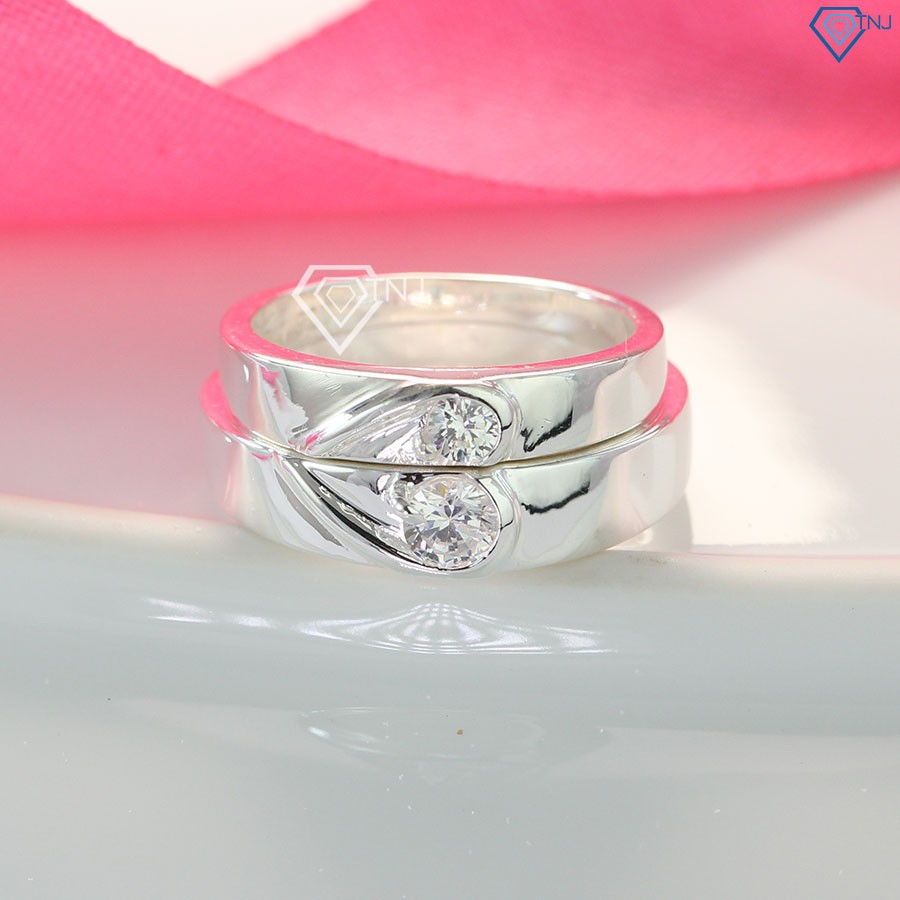 Nhẫn bạc cặp đôi tình nhân đẹp giá rẻ khắc tên theo yêu cầu ND0187 - Nhẫn đôi bạc