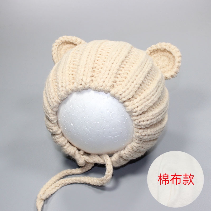 Mũ Len Tai Gấu Cho Bé Trai Bé Gái Có Dây Buộc 6-26 Tháng