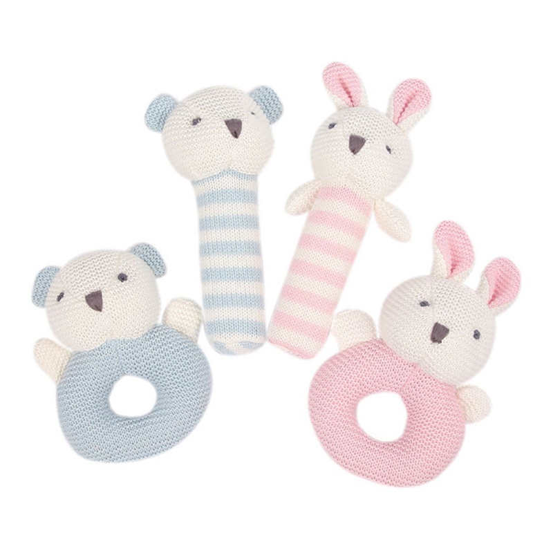 Bộ 2 Đồ Chơi Lục Lạc Hình Thú Hoạt Hình Nhồi Bông Mềm Mại Thoải Mái Cho Bé