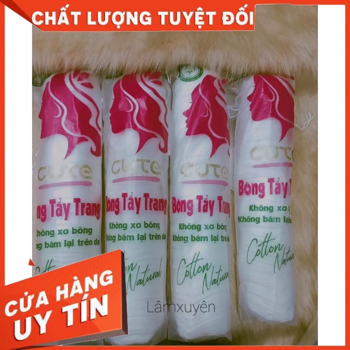 Bông tẩy trang tròn CUTE 150 miếng +1 FREESHIP thiết kế tròn ,bông mềm mịn ,không kích ứng da sài cực đã [ tận gốc ]