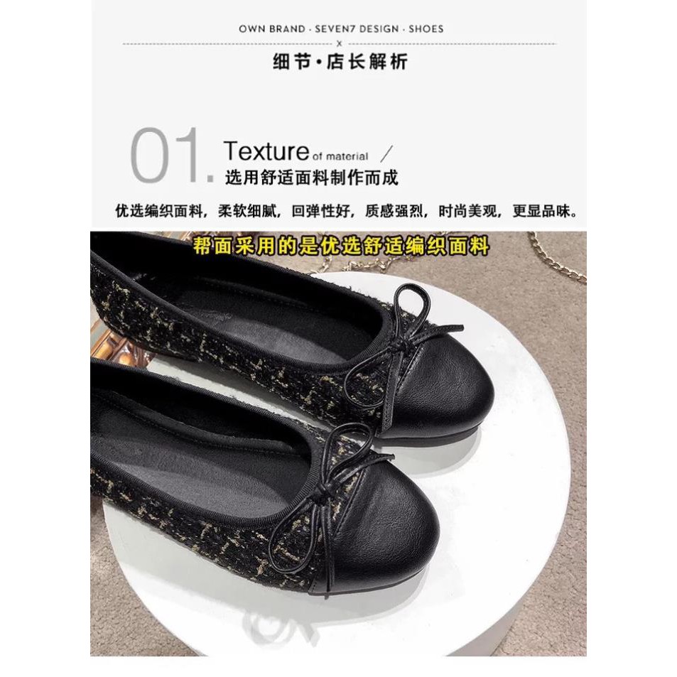 Giày bệt búp bê nữ phối dạ đính nơ xin xắn hàng chuẩn đẹp_B24