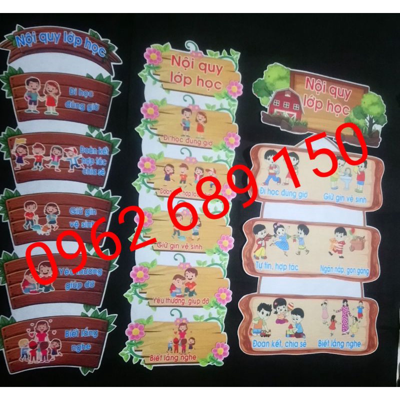 Bộ nội qui lớp học vải nỉ, giá : 70k/ bộ