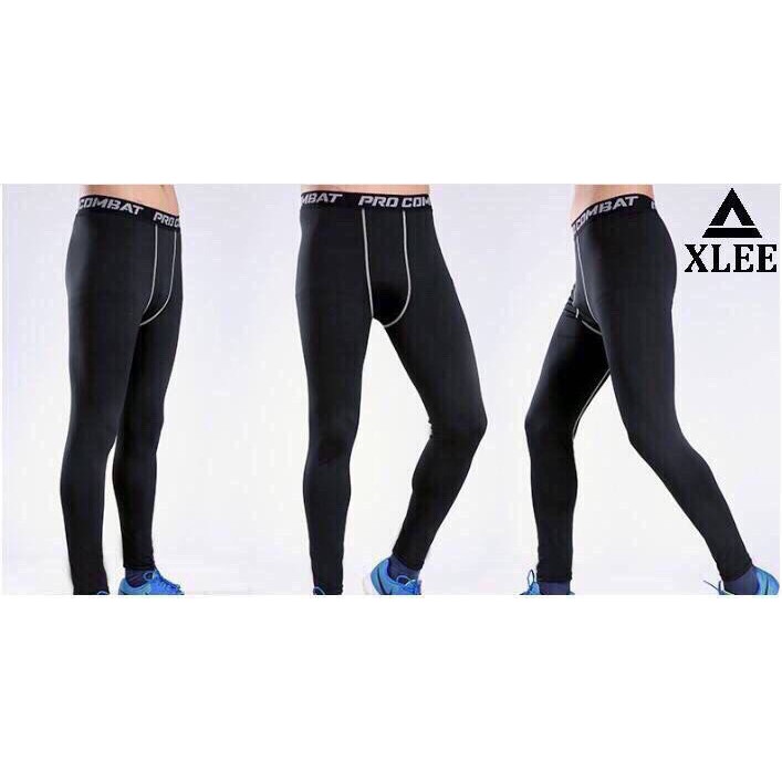 QUẦN GIỮ NHIỆT, QUẦN LEGGING COMBAT PRO TẬP GYM NAM MÀU ĐEN