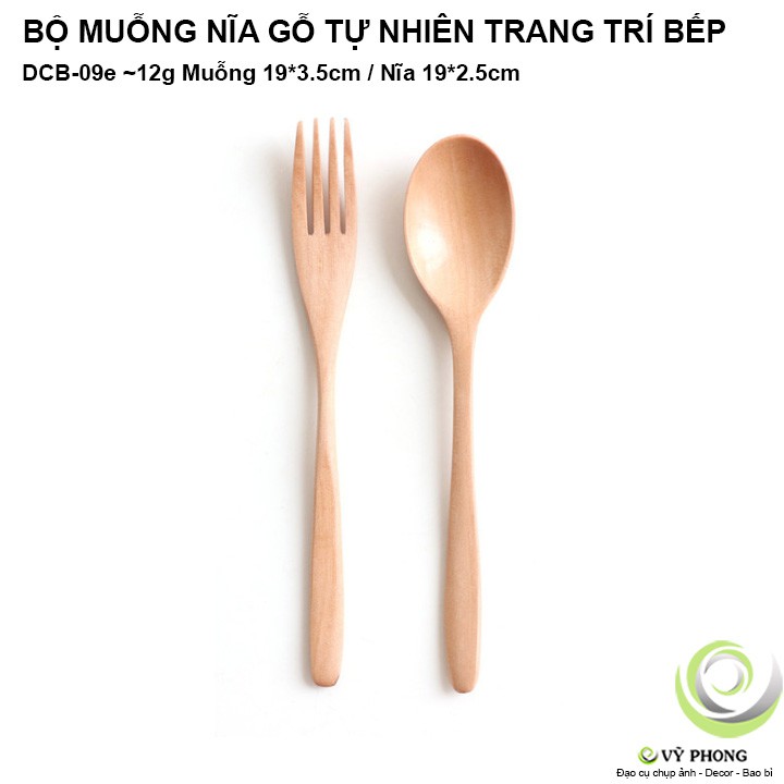 BỘ MUỖNG NĨA GỖ TỰ NHIÊN PHONG CÁCH NHẬT TRANG TRÍ BẾP ĐẠO CỤ CHỤP ẢNH SẢN PHẨM INS DCB-09