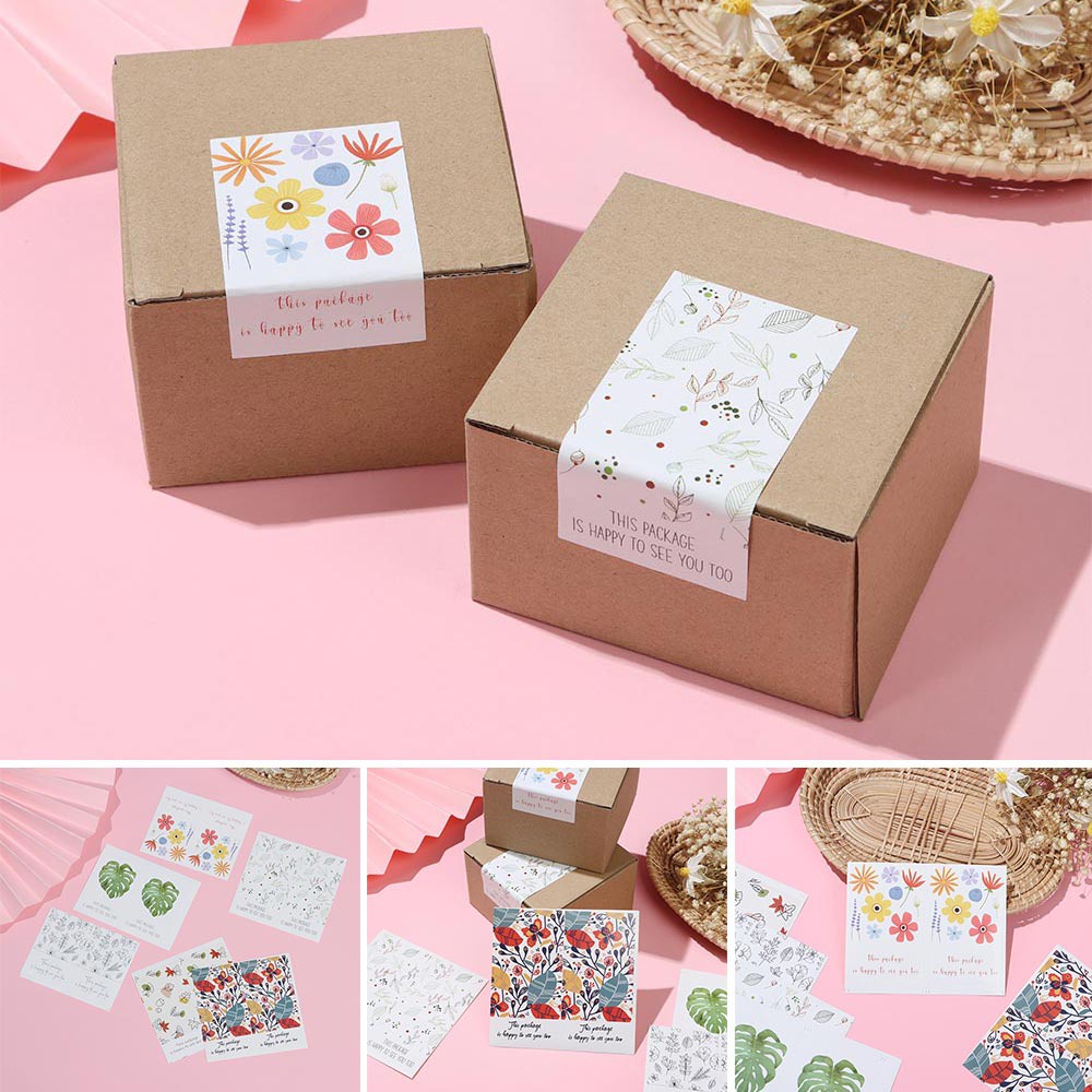 Lanfy Set 50 Nhãn Dán Trang Trí Hộp Quà Hình Chữ Nhật In Chữ &quot;This Is Happy To See You Too&quot; Dùng Làm Quà Tặng