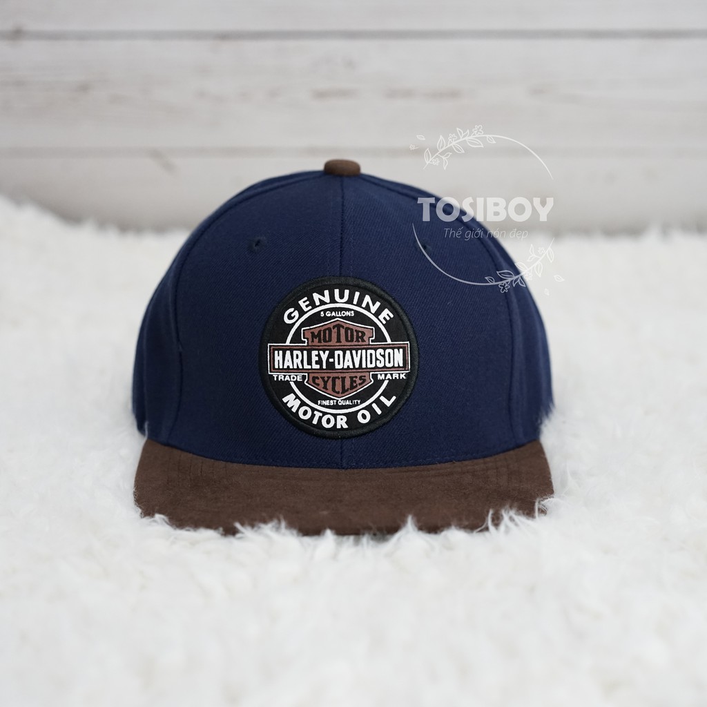 Nón Snapback kaki thêu logo Harley Davidson