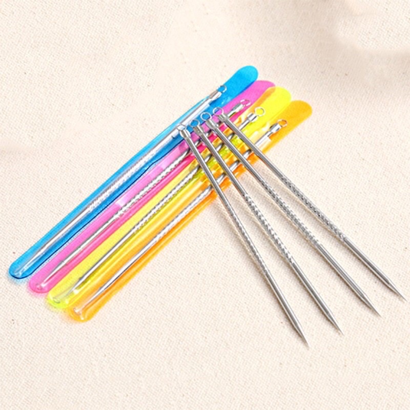 Que nặn mụn hai đầu cán inox