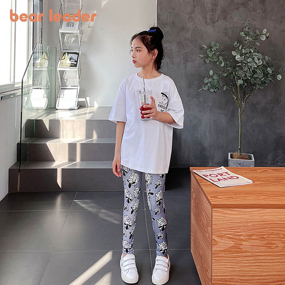 Quần legging mỏng BEAR LEADER màu sắc thời trang mùa hè phong cách Hàn Quốc cho bé gái 2-15 tuổi