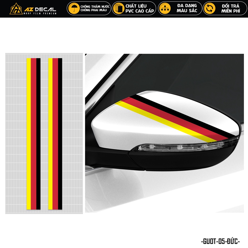 Decal Gương Xe Hơi Mẫu Cờ Đức Pháp Italy Performance | GUOT05 | Tem Dán Xe Ô Tô Gương Chiếu Hậu Oto Xe Tải...