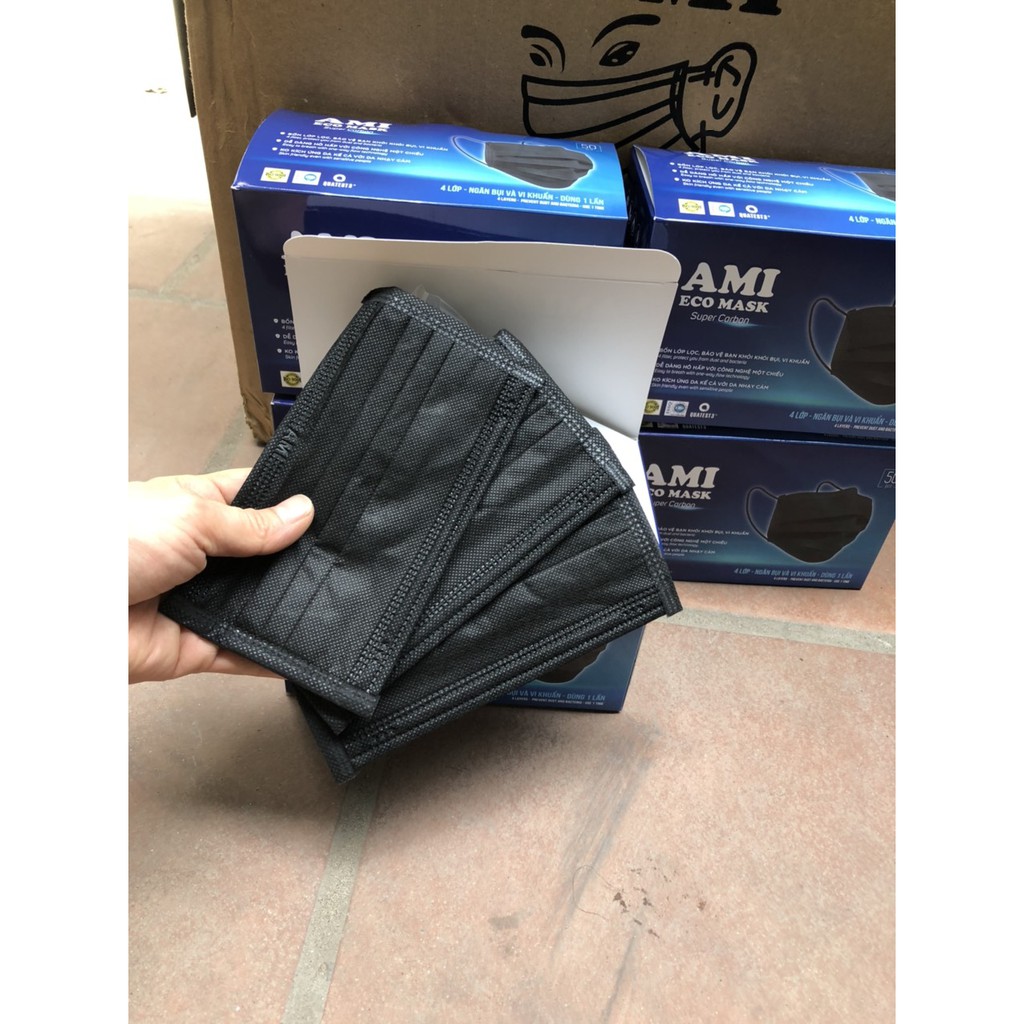 Combo 10 Hộp Khẩu trang y tế_mầu đen, Ami (Hộp 50 chiếc)10 đen [khẩu trang y tế]