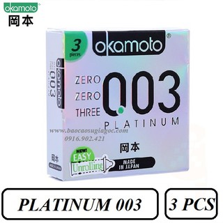 Bao cao su Okamoto Platinum 003 siêu mỏng bóng láng 3pcs