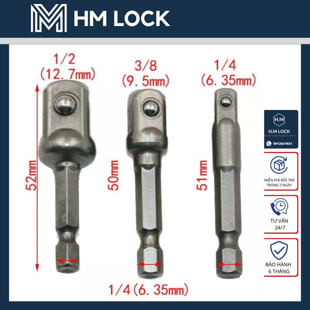 ĐẦU CHUYỂN ĐỔI TUÝP CENURY 1/2". 3/8". 1/4" - TỪ BẮN VÍT SANG BÙ LÔNG - HÀNG CHÍNH HÀNG