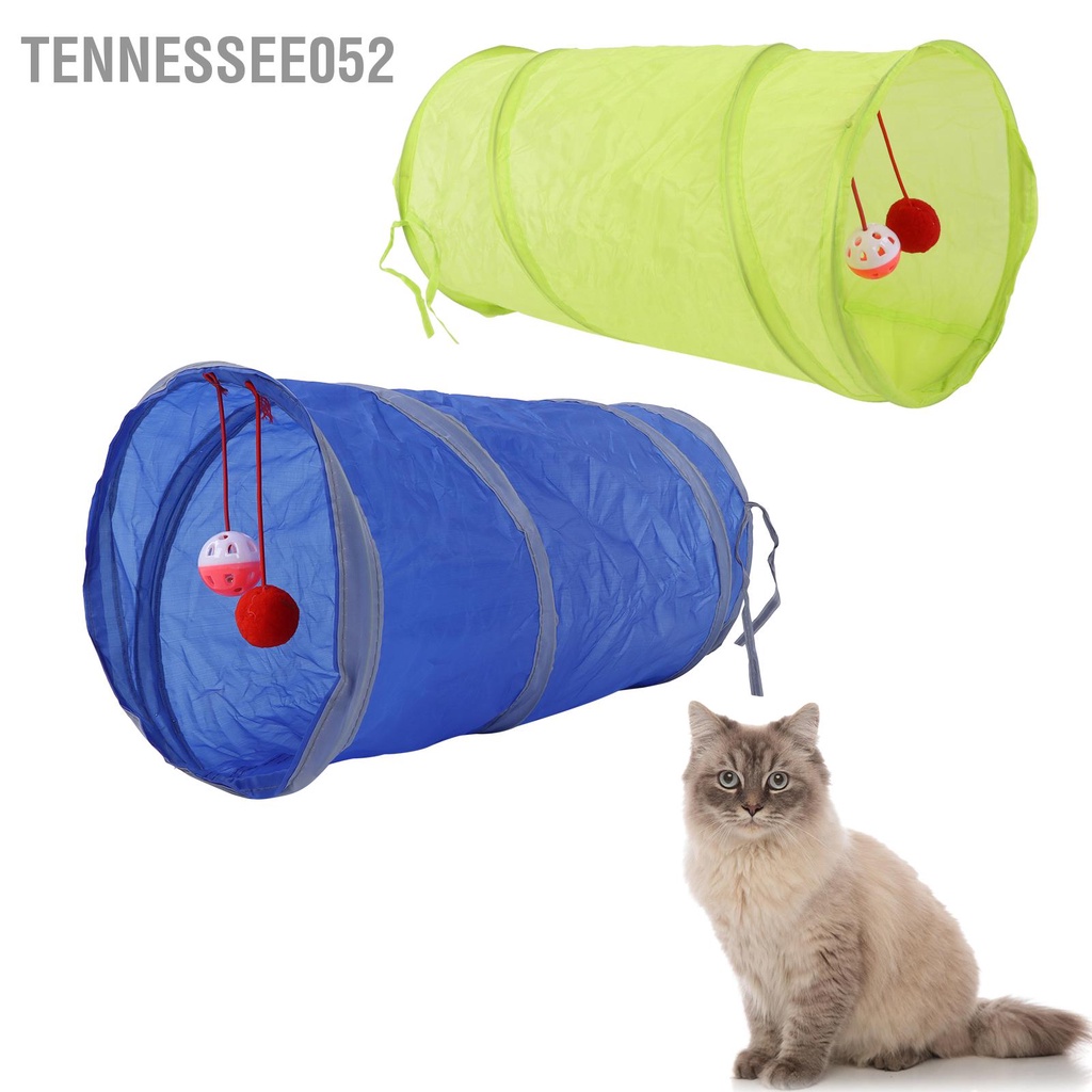 Tennessee052 Đồ chơi đường hầm tương tác Polyester có thể gập lại dành cho mèo với bóng treo Thỏ con chó