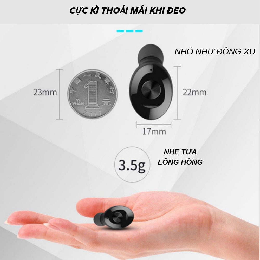 Tai Nghe Bluetooth Không Dây - Chống Nước IPX7 - Tích Hợp Micro - Tự Động Kết Nối - Nhỏ Gọn