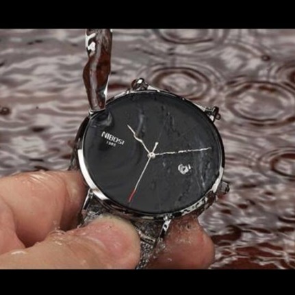 Đồng hồ nam Nibosi dây lưới kim loại mỏng cực chất và tinh tế + Tặng hộp đồng hồ sang trọng (Đỏ hoặc đen)