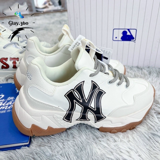 Giày thể thao nam nữ độn đế tăng chiều cao,giày mlb NY đen đế nâu bản đế tách