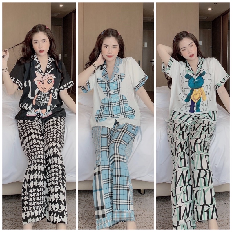 Đồ Bộ Pijama Nữ Lụa Mango Cao Cấp,Tay Ngắn Quần Dài,Chất Vải Mềm Mịn,Siêu Mát MG04
