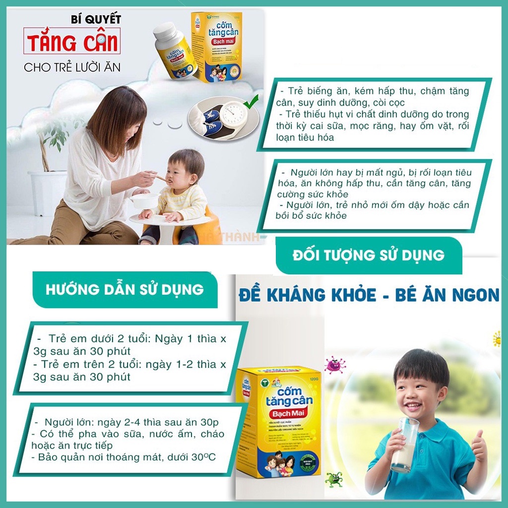 Cốm tăng cân Bạch Mai ⚡ Cốm tăng chiều cao Kích thích ăn ngon, tăng hấp thu ở trẻ biếng ăn, chậm lớn- [CHÍNH HÃNG]