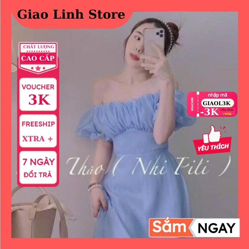 Đầm nữ xếp ly dự tiệc dài trễ vai cổ vuông tay ngắn Midi xanh dương Cutout thắt nơ lưng chuẩn xịn