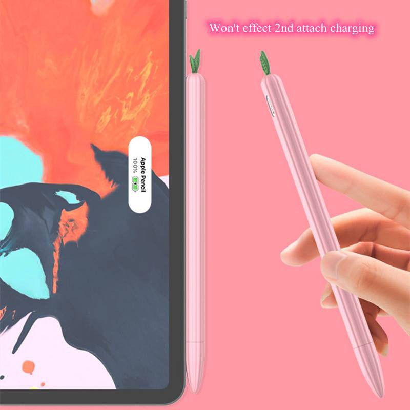 Ốp Lưng Silicone Chống Trượt Cho Apple Pencil 1 / 2 (1 Bút Chì + 1 Đầu Bút Cảm Ứng 6 &quot;