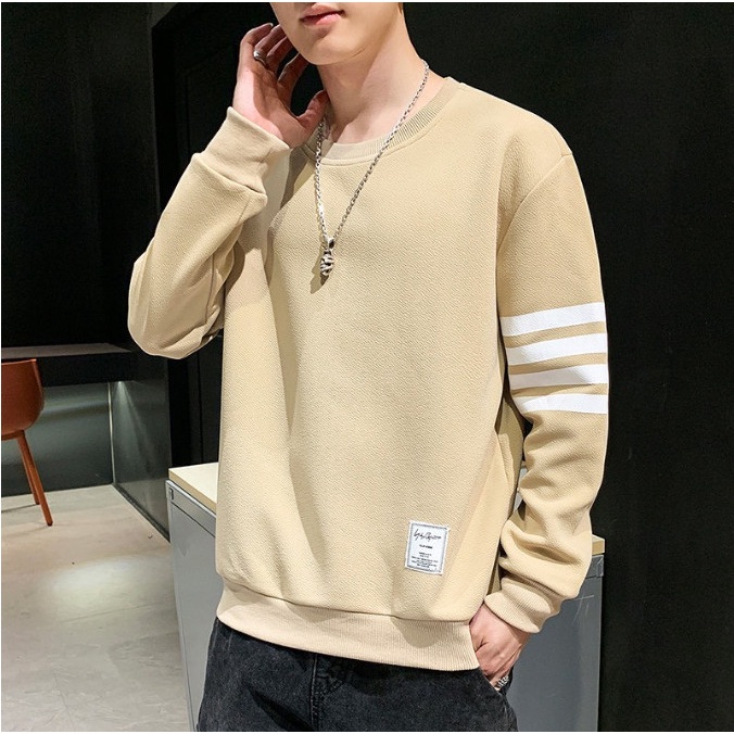 Áo Sweater nam nữ form rộng dáng Unisex Thom Brow.ne 015 chất liệu len bông thiết kế tay áo kẻ 4 sọc cao cấp