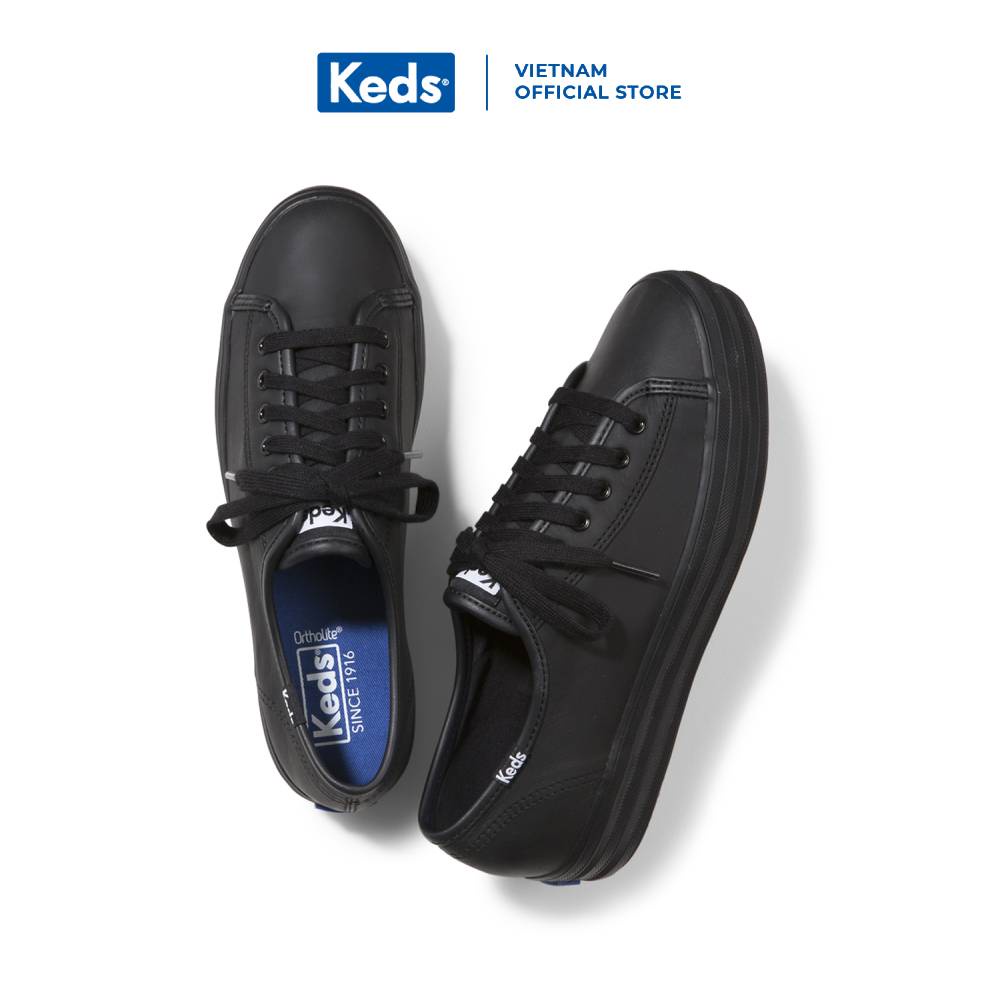 Giày Keds Nữ - Triple Kick Leather Black/Black - KD057311