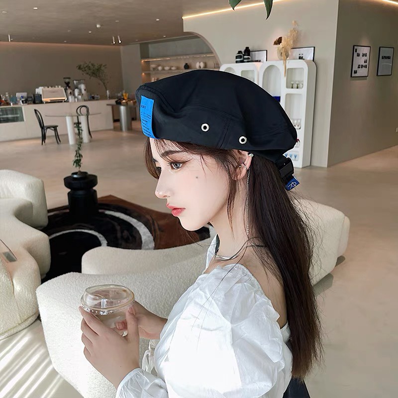Mũ baret gió tag màu cao cấp phong cách sao Hàn Quốc
