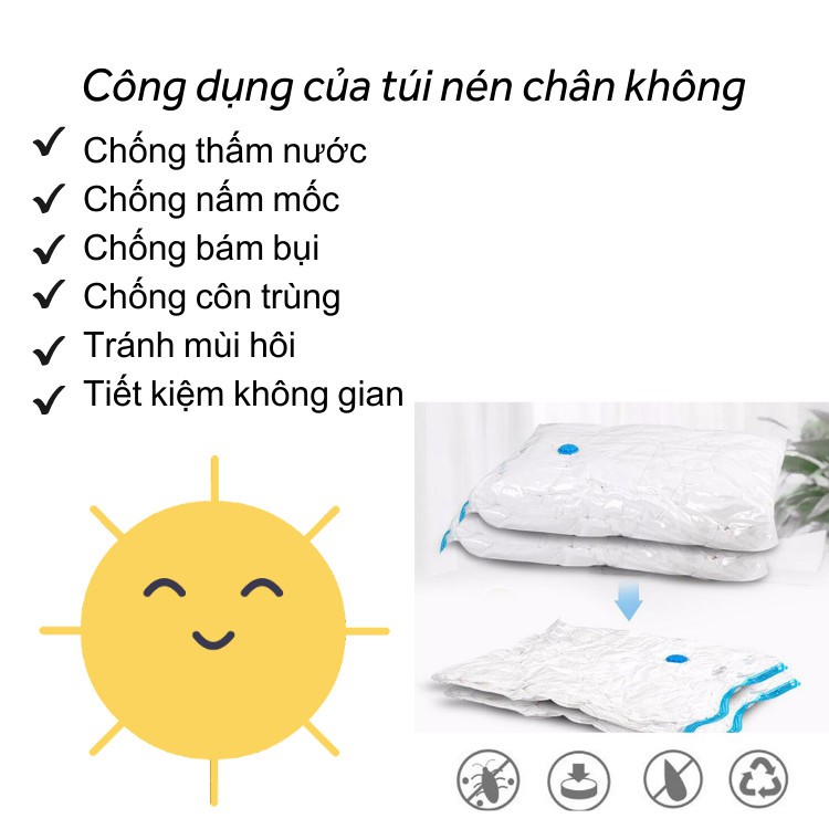 Túi Hút Chân Không, Túi Bọc Quần Áo Chống Bụi, Bảo Quản Chăn, Ga, Gối Tiện Dụng