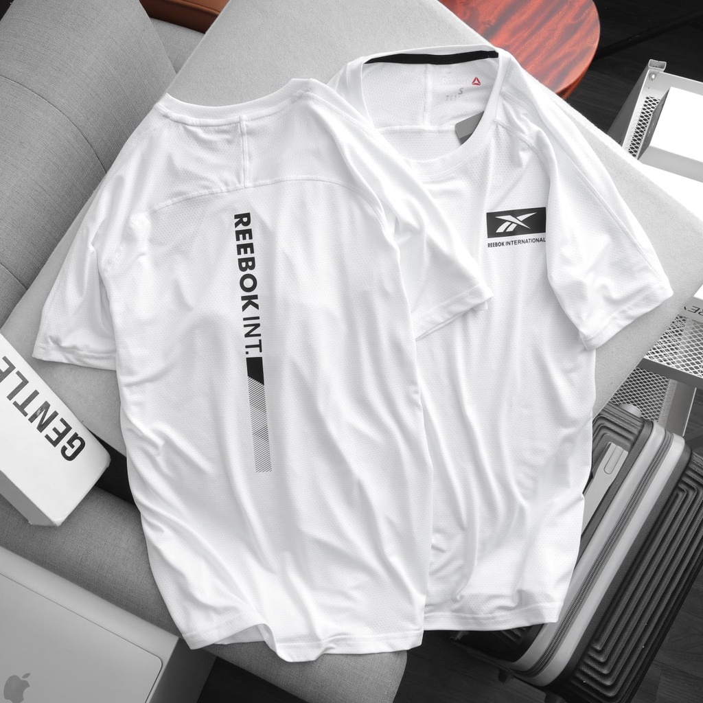 Áo Thun Lạnh Thể Thao Nam Reebok Chất Liệu Dệt Kim Cực Mát Logo Vuông Mặt Trước Mặt Sau Co Giãn 4 Chiều Cao Cấp