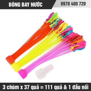 hot Sỉ 111 quả Bóng bay nước đã được lắp sẵn vào 3 chùm và 1 đầu nối vòi nước, Bóng nước chùm, Bong bóng nước cực chất.