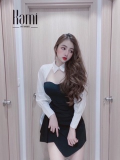 Đầm đen phối trắng