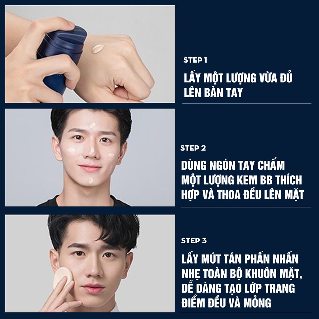 Combo BBCream Kem Nền Che Khuyết Điểm Làm Đẹp Cho Nam Giới 50g+20g