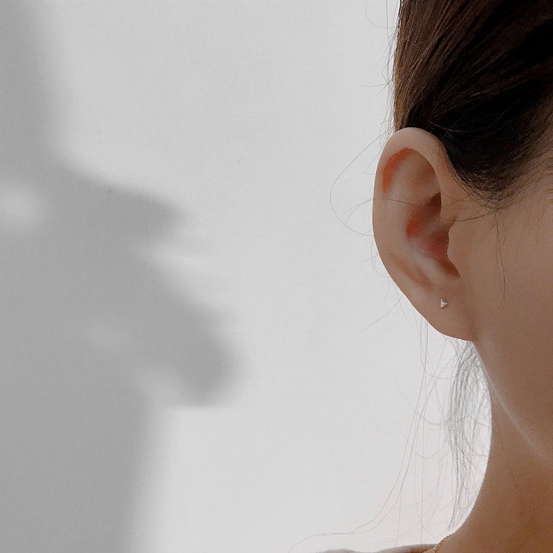 Khuyên tai mạ bạc 925 mặt hình trái tim/ ngôi sao nhỏ xinh đơn giản thanh lịch dành cho nữ