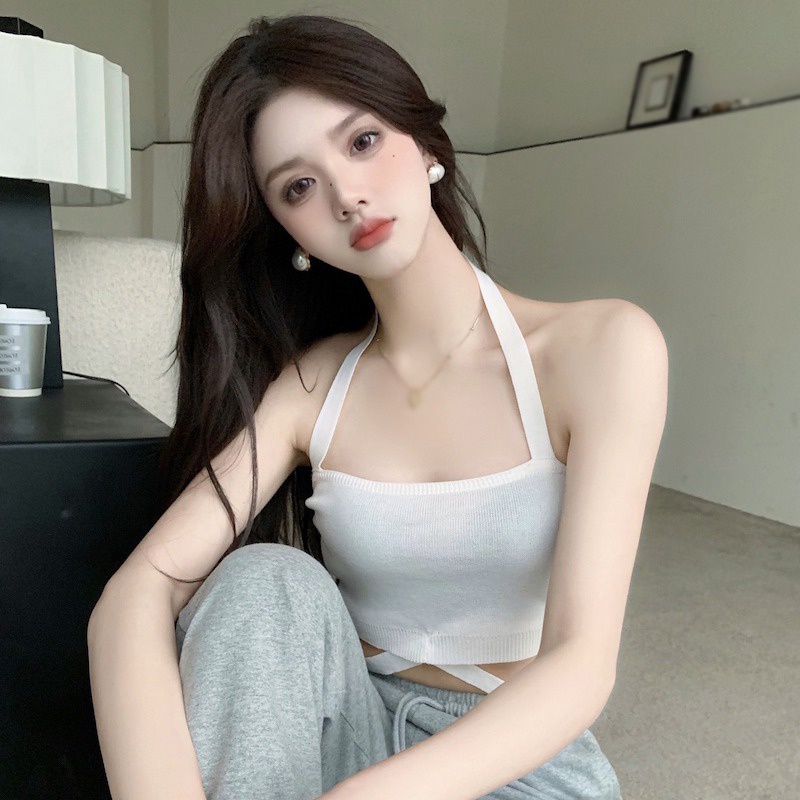 Áo Croptop Sát Nách Màu Sắc Đơn Giản Thiết Kế Ôm Sát Tôn Dáng
