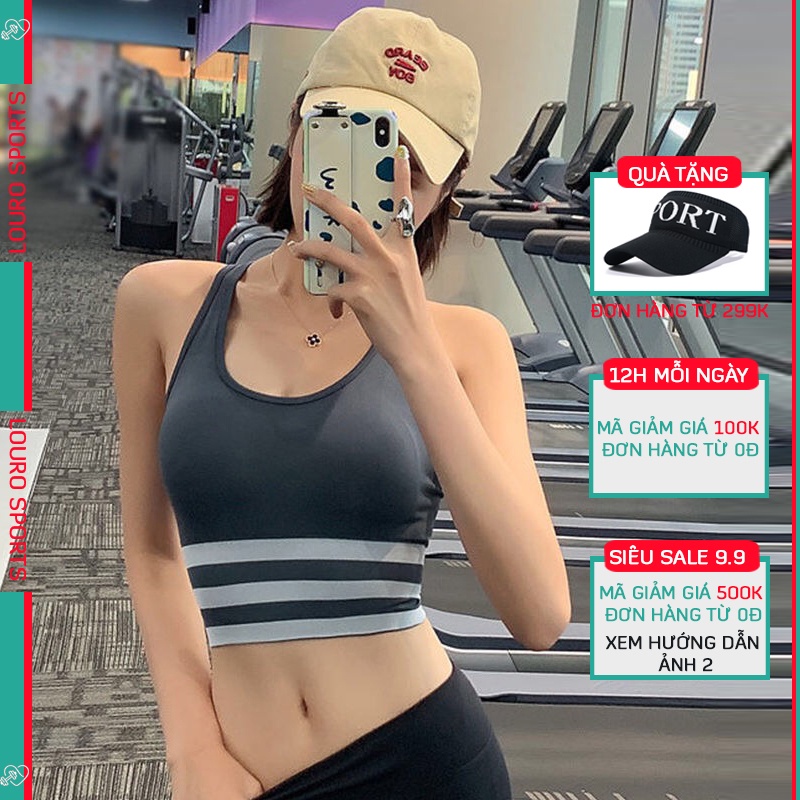 Áo bra gym, yoga Louro BL11, kiểu áo bra thể thao sexy thuộc bộ đồ tập có lót ngực, dáng crotop nâng ngực tôn dáng
