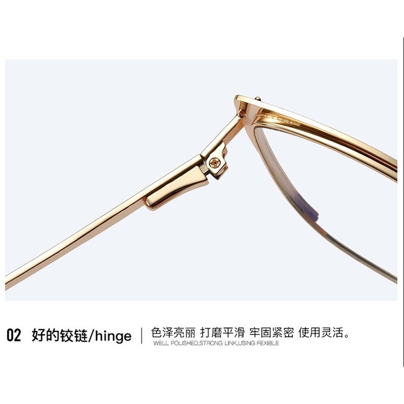 Kính Cận Gọng Kim Loại Tròng Hình Mắt Mèo Chống Ánh Sáng Xanh Thời Trang Phương Tây Cổ Điển Cho Nữ