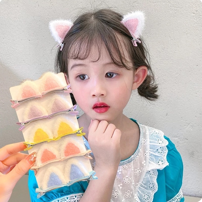1 Cặp Kẹp Tóc Hình Tai Mèo Hoạt Hình Dễ Thương Dành Cho Bé Gái