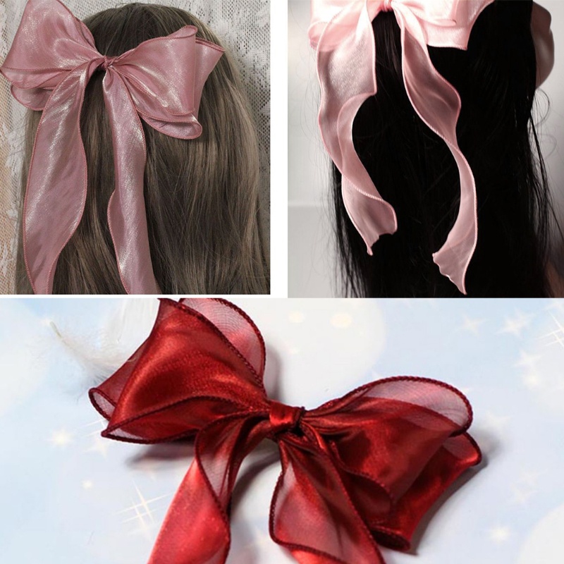 Flgo Kẹp Tóc Ruy Băng Lớn Đính Ngọc Trai Thanh Lịch Dễ Thương Dành Cho Bé Gái