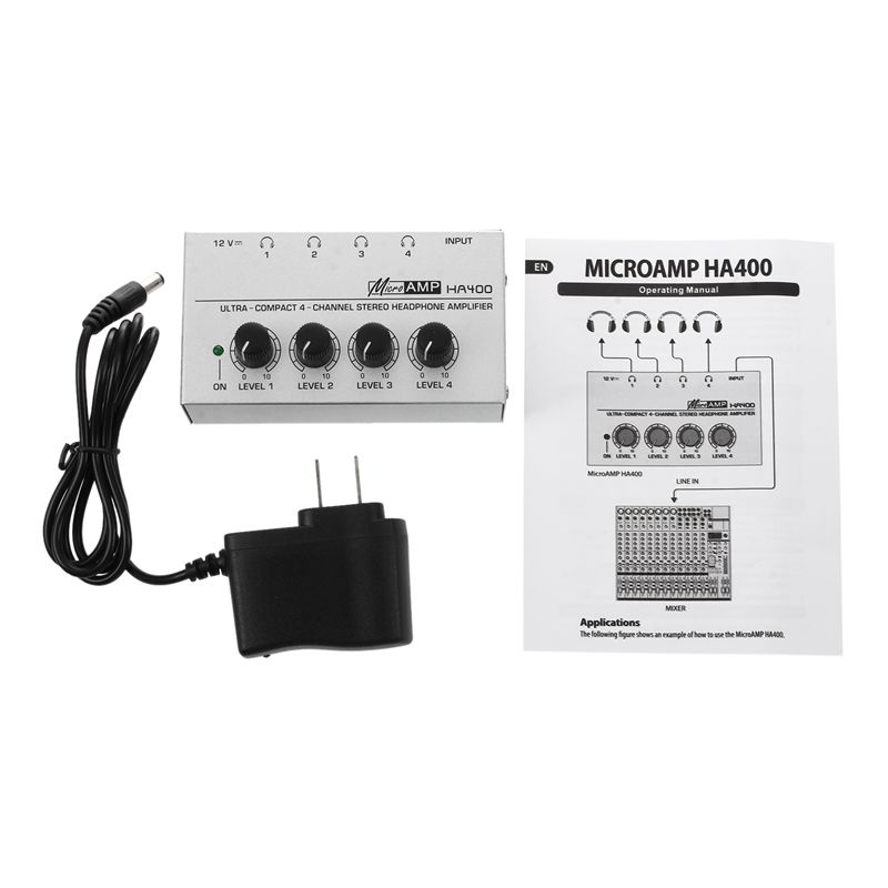 Ha400 4 kênh Tai nghe siêu nhỏ gọn Bộ khuếch đại Microamp âm thanh nổi