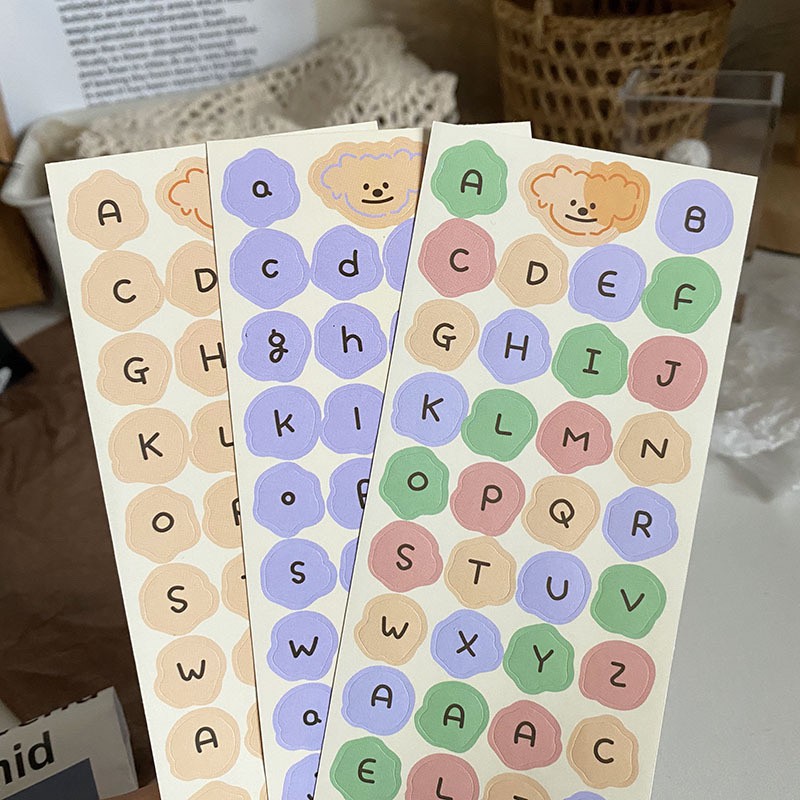 Tấm Sticker Chữ Cái Màu Pastel Hàn Quốc - Hình Dán Alphabet màu dễ thương